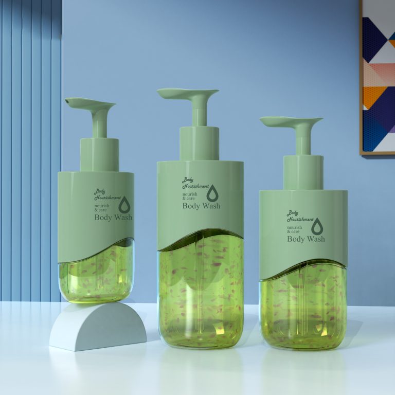 Flat Shoulder Plastic Bottle with Press Pump